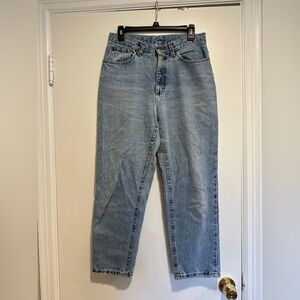 VINTAGE 90s LL BEAN High Waist Straight Tapered Leg Jeans Light Wash Sz12 petite